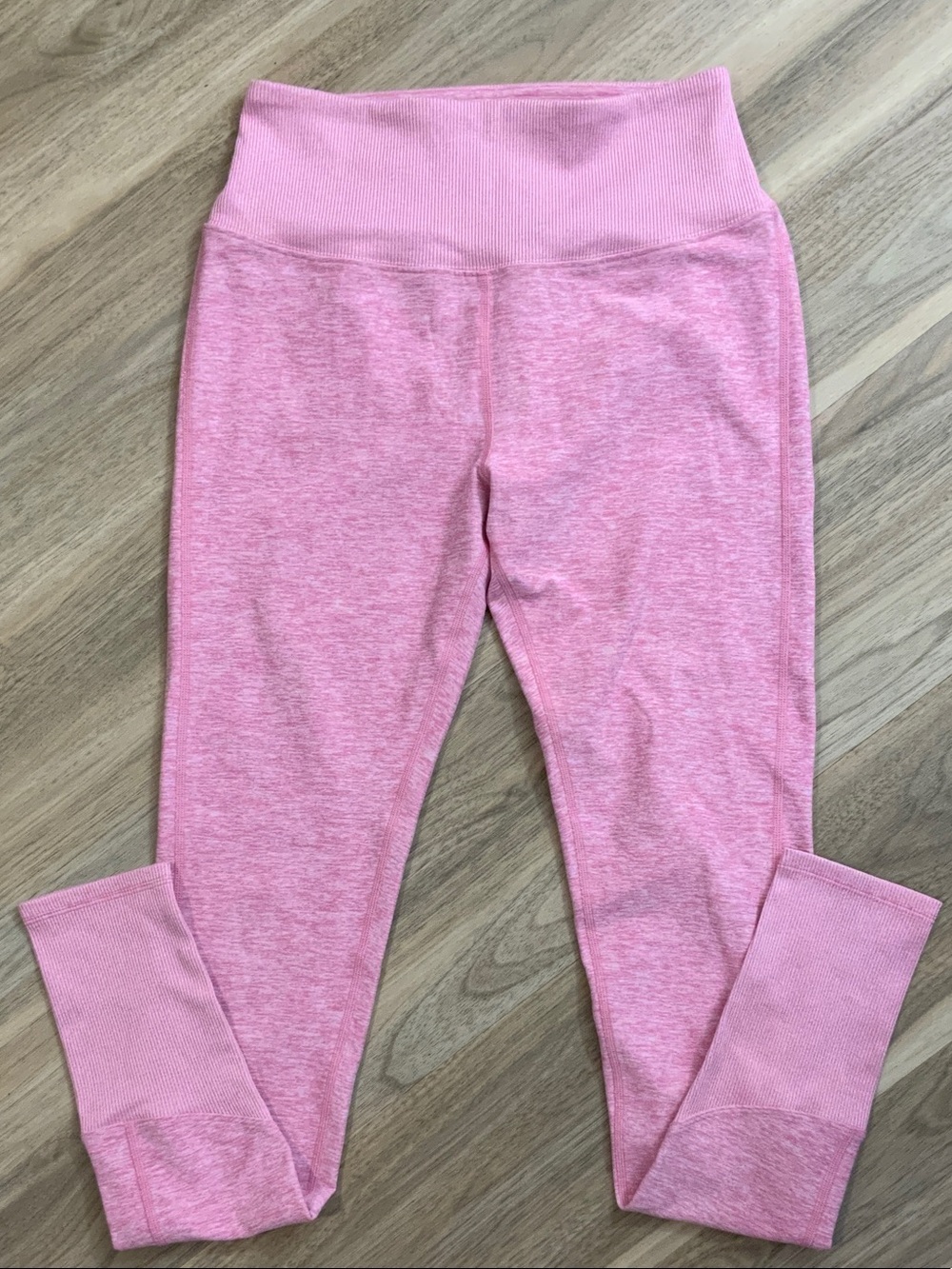 ALO Yoga Pink Seamless High-Waist Leggings with Ribbed Detail